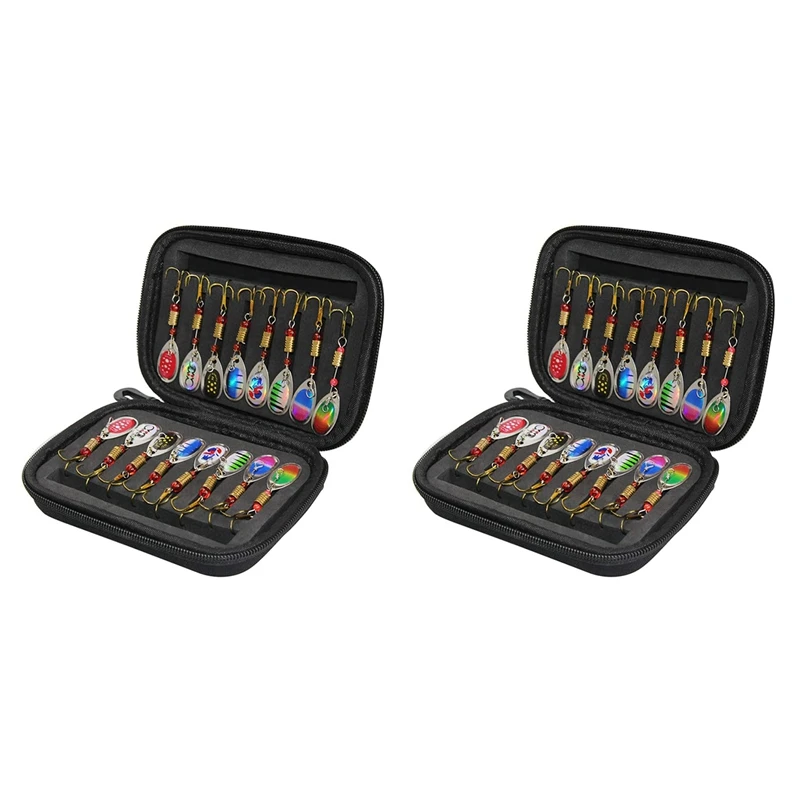 

Набор рыболовных приманок 32 шт., блесна, ложка, с сумкой для рыболовной снасти, снасти для ловли окуня, лосося, щуки, Судака