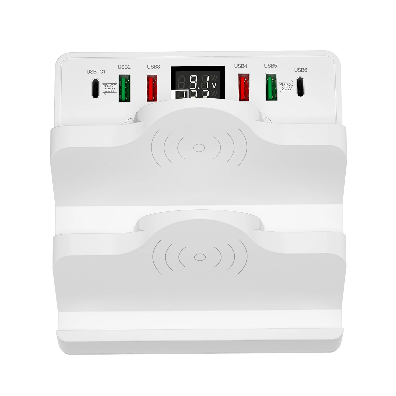 

80W Multi Port USB Charger Dual PD Dual Wireless Charger Stand Fast Charging Hub US/EU Plug