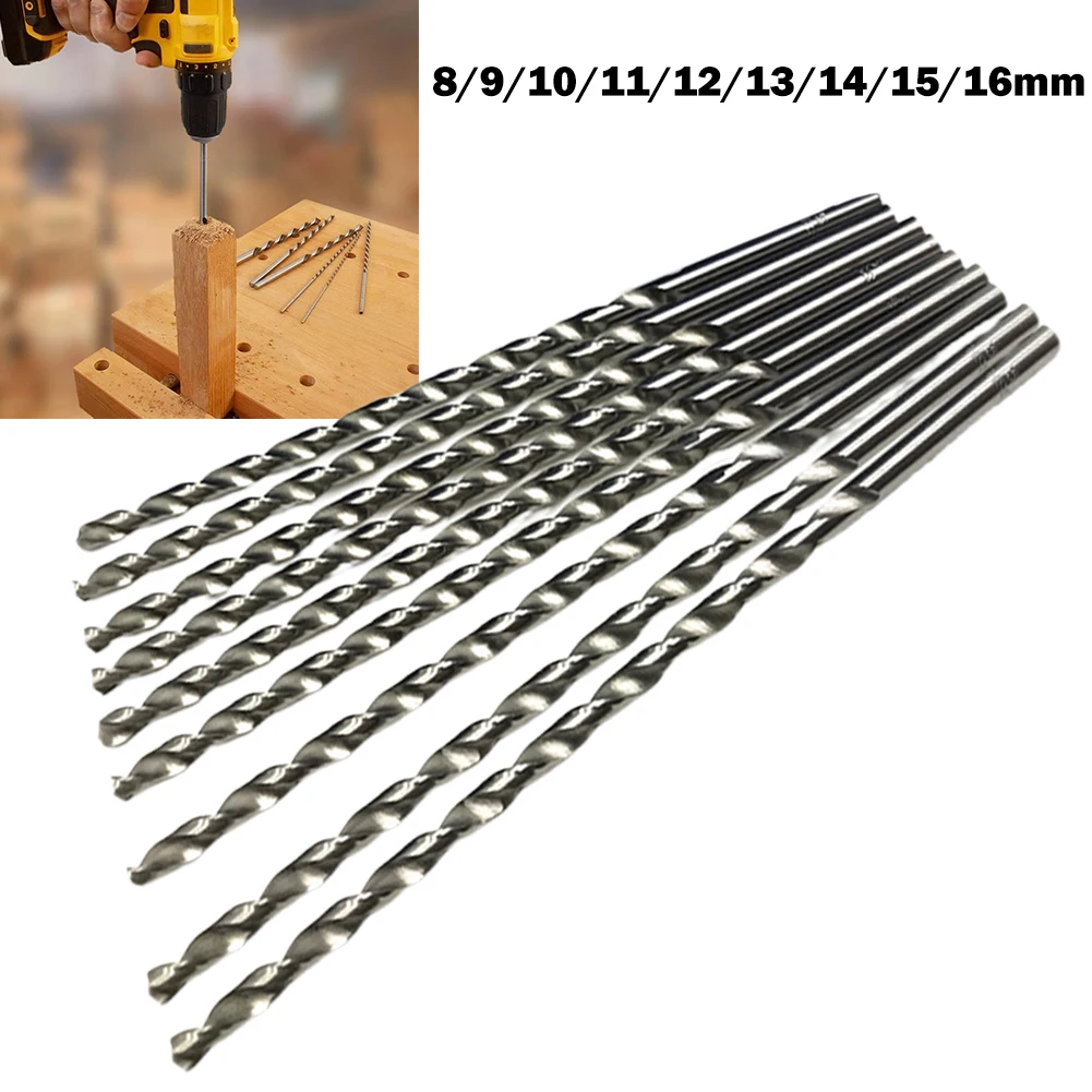 

300mm Extra Long Twists Drill Bits 7/8/9/10/11/12/13/14/15/16mm High Speed Steel Twists Drill Bits Woodworking HSS Wood Drilling