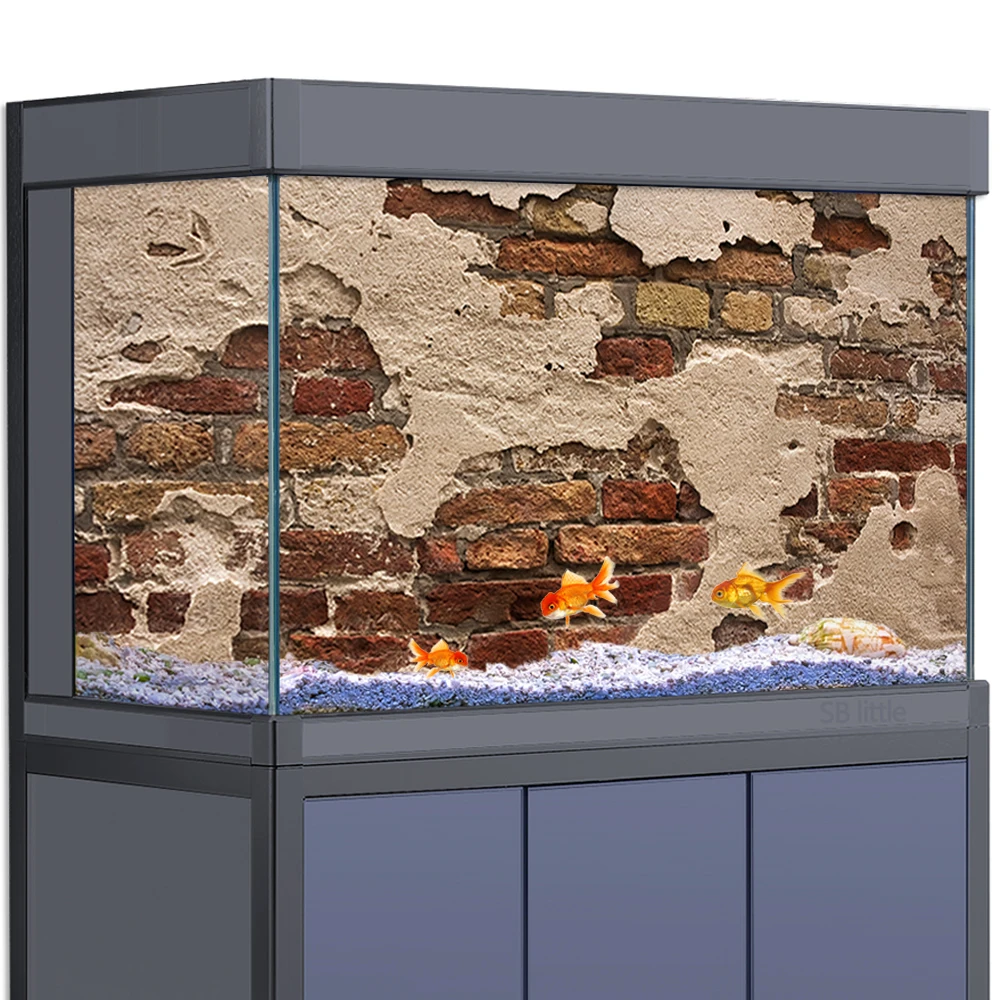 

Aquarium Background Sticker Decoration for Fish Tanks, Old Wall Brick Texture HD 3D Poster 5-55 Gallon Reptile Habitat