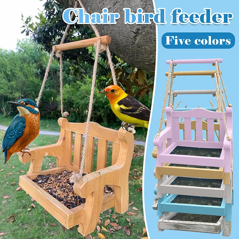 

Wooden Swing Seat Bench Birdhouse Bird Feeder Balcony Courtyard Gift Villa Balcony Bird Feeders For Outside Courtyard Decoration