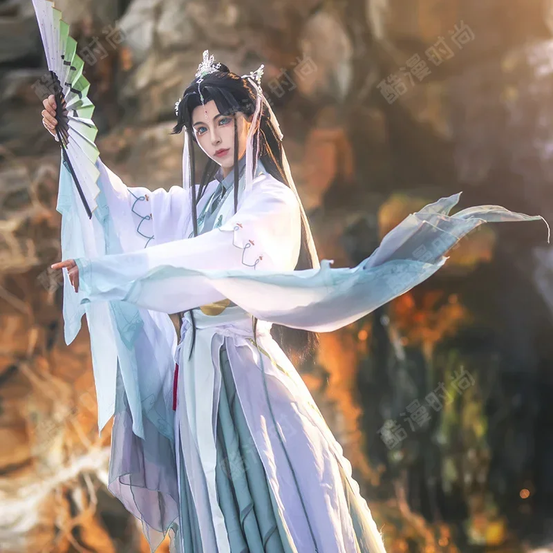 TGCF Tian Guan Ci Fu Xie Lian Hua Cheng Feng Shi Qing Xuan Косплей Костюм Зеленое Cos Платье ShiQingXuan Hanfu Полный