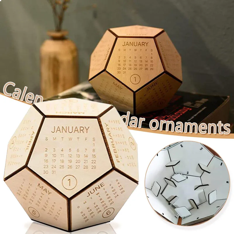 

2022 Wooden Football Calendar Handmade DIY Irregular Desk Calendar Creative Desktop Ornament for Home Living Room Office @LS