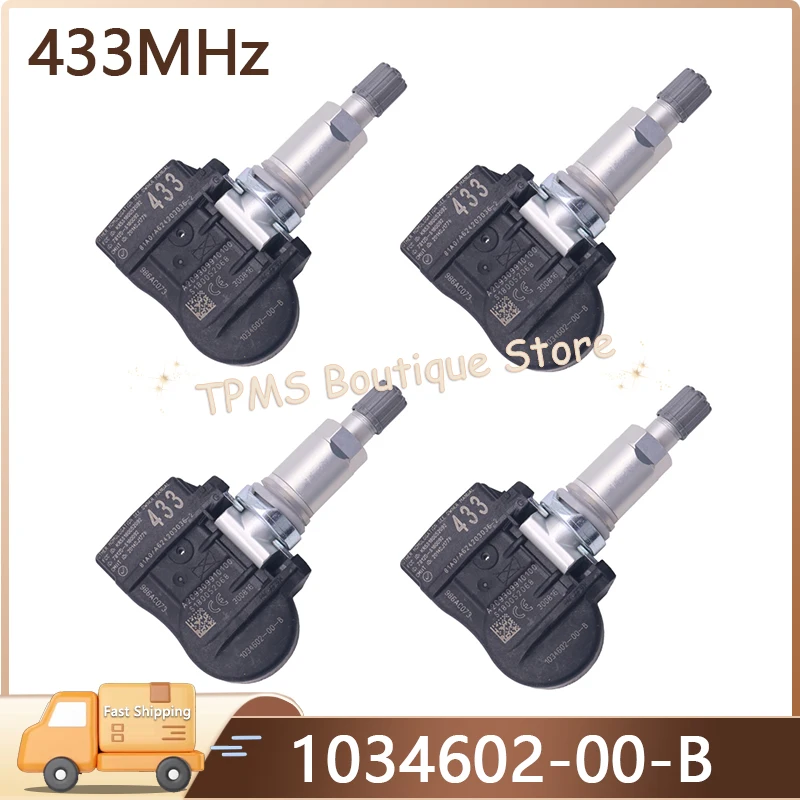 Фото Датчик давления в шинах TPMS, автомобильные аксессуары 1034602-00-B 1034602-00-A 1034602-00-C 433 МГц, 4 шт. для Tesla Model S X 3 №1