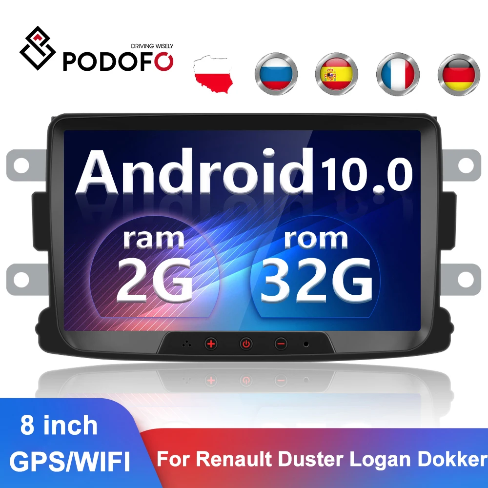 

Podofo 8” 2 Din Android 10.0 Car Radio GPS WIFI 2Din Car Multimedia Player Autoradio For Renault Sandero/Duster/Logan/Dokker
