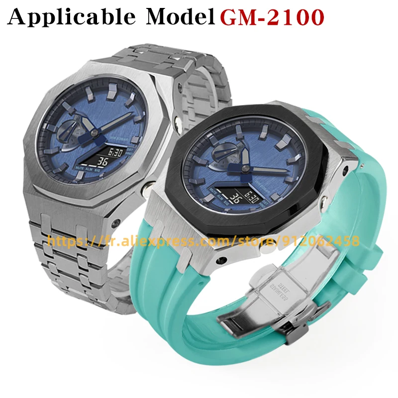 New GM-2100 Stainless Steel Case Strap for Casio G Shock GM-2100 Replacement Accessory Set