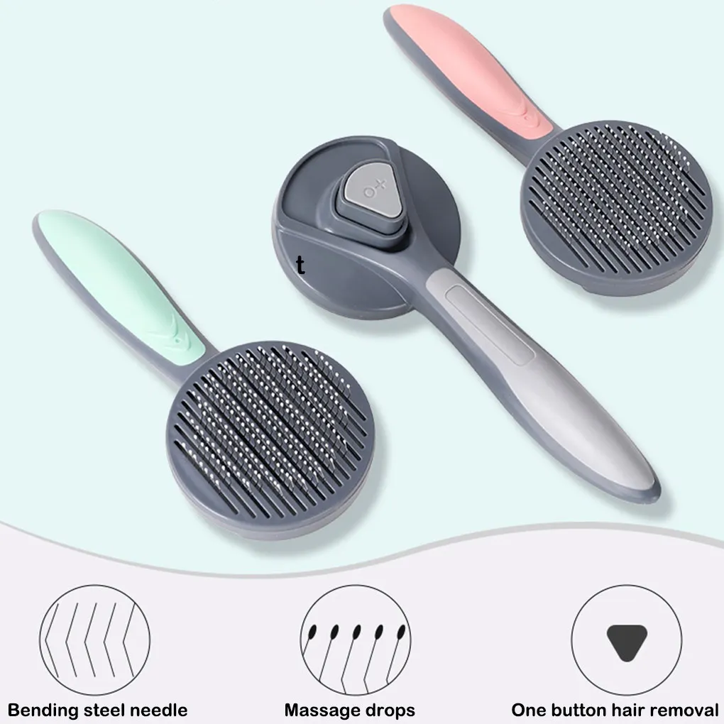 

Щетка для удаления шерсти собак, расческа для кошек из нержавеющей стали с нескользящей ручкой, с короткими средними и длинными волосами, ро...