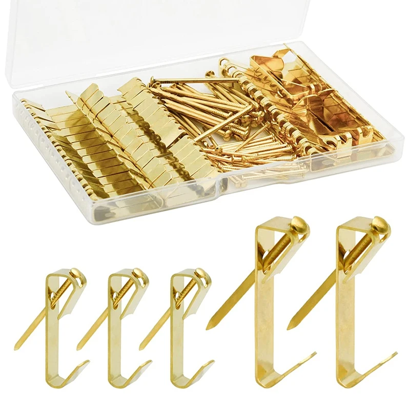 

Picture Hooks, 100 Piece Picture Hanging Kit, Includes 30Lb And 50Lb Picture Hooks, 2 Sizes Picture Hooks With Nails