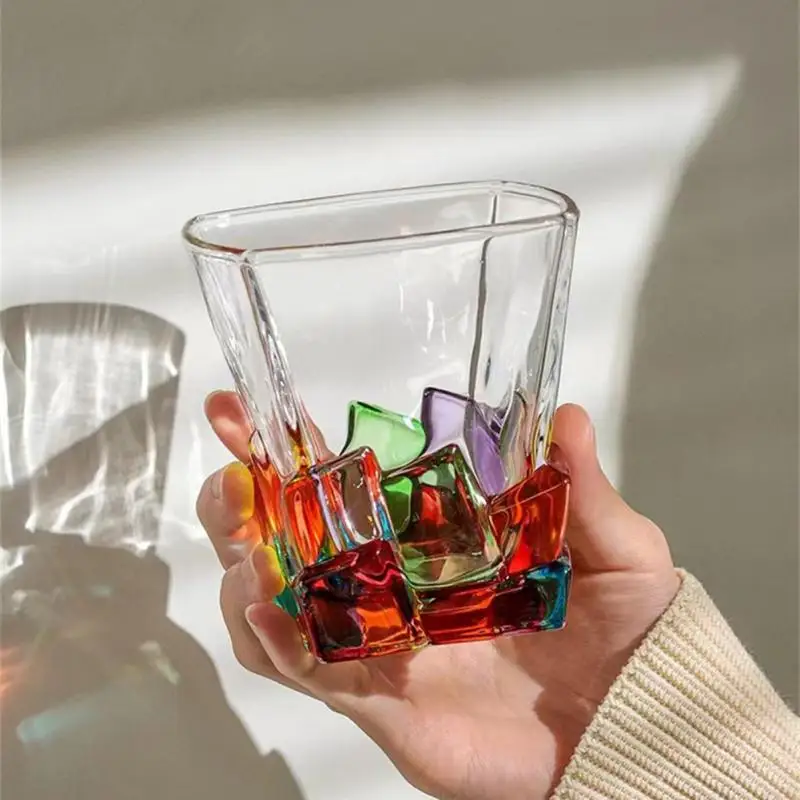 

Whisky Tumbler Italy Zecchin Design Multicolor Crystal Whisky Glasses Gothic Old Fashioned Glass Hand Painted Dazzle Color