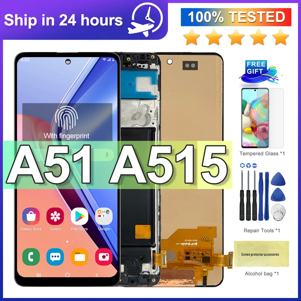 100% тест для Samsung Galaxy A51 LCD A515F SM-A515F/DS A515F/DS A515F дисплей с сенсорным экраном дигитайзер для Samsung A515 дисплей