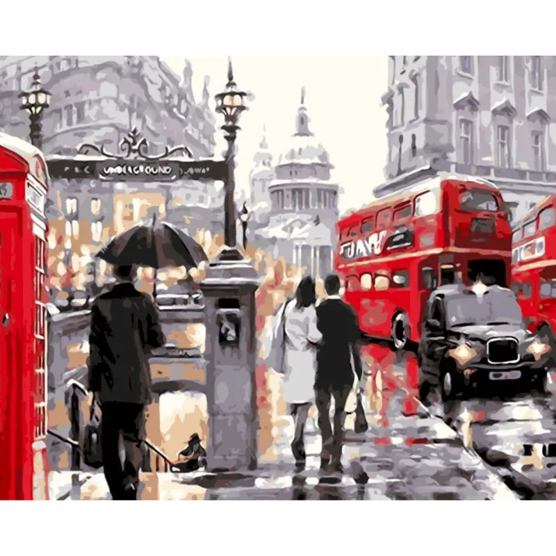 

GATYZTORY Oil Painting By Numbers Passerby Scenery Kits Drawing Canvas HandPainted Gift Pictures City Landscape Home Decor