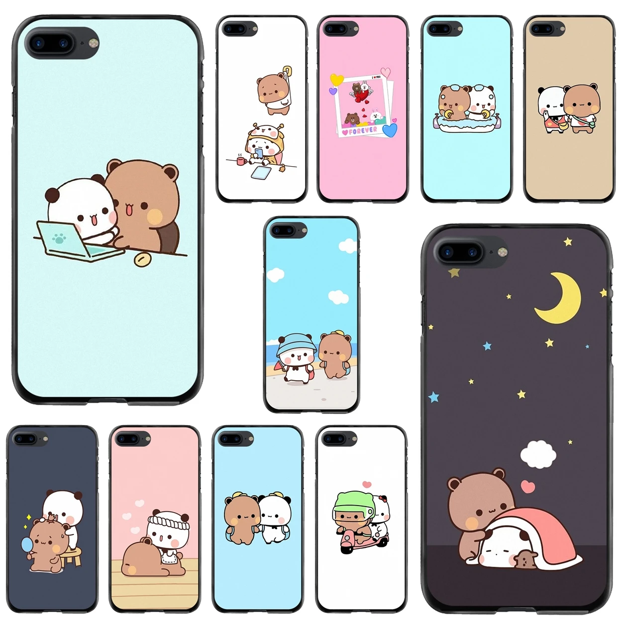 

For iPod Touch iPhone 11 12 Pro MAX 4S 5 5S SE 6 6S 7 8 Plus X XR XS Protective Phone Case Cartoon Brown Bear Cute