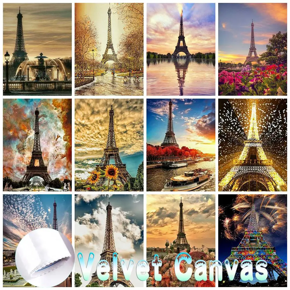 

Full Square Velvet Canvas Diamond Painting Tower 5D DIY Mosaic Diamond Embroidery Landscape Home Decor Picture Of Rhinestone