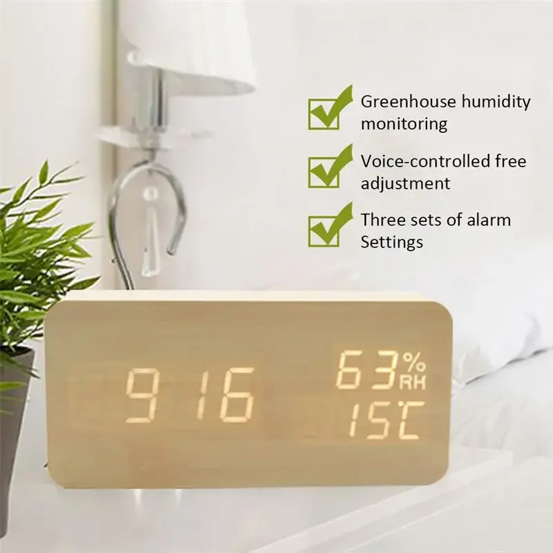 

Fashionable Multifunction Electronic Alarm Clock with Adjustable Night Light, Voice Control, LED Digital Display & Home Decor -