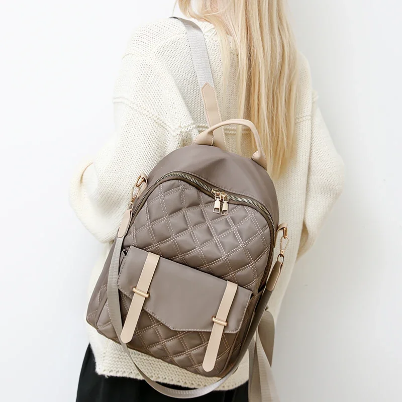 Сплошной цвет простые рюкзаки большой вместимости женские сумки на шнурке