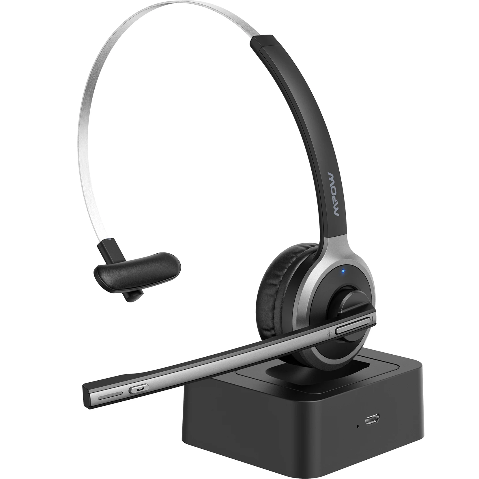 

M5 Pro Bluetooth 5.0 Headphones with Mic Charging Base Wireless Headset for PC Laptop Call Center Office 18H Talking Time