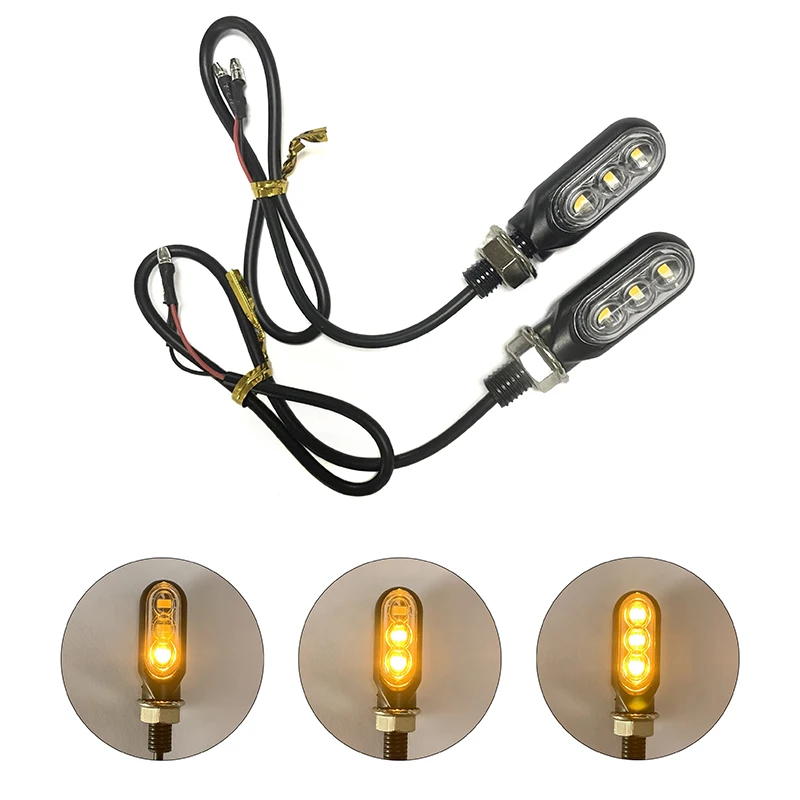 

1Pcs 12V Motorcycle Universal 3LED Turn Signals Short Turn Signal Lights Indicator Blinker Oval Flashers Amber Color Accessories