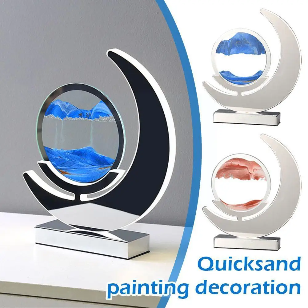 

Art Painting Deep Sea Sandscape Flowing Sand 3D Moving Hourglass Sand Glass Home Picture Rectangle Round Art Decoration U3Z7