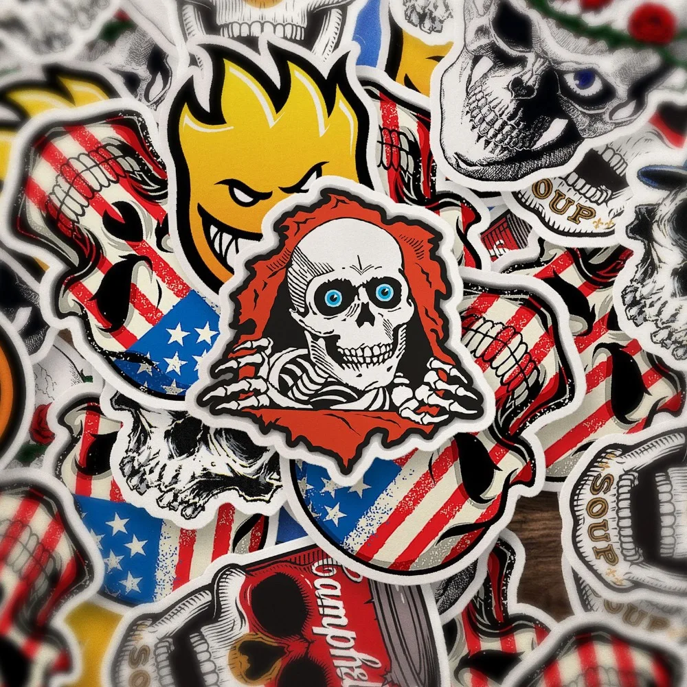 

10/50 шт., винтажные стикеры в виде черепа