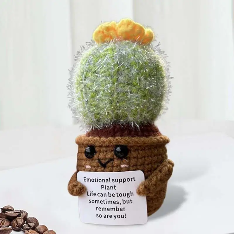Вязанная крючком кукла с положительным КАКТУСОМ забавный положительный кактус