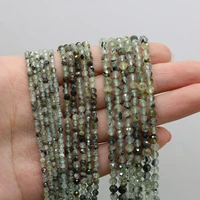 234mm natural green rutilated quartz stone beads charm small round loose spacer beads for jewelry making diy bracelet necklace