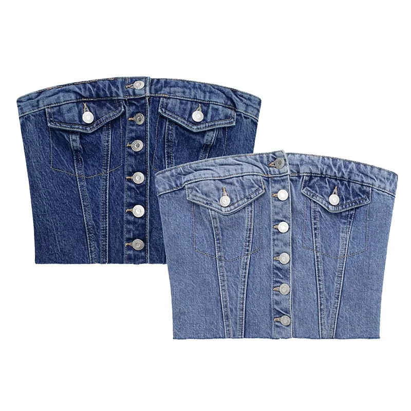 

Женские джинсовые майки без рукавов, эластичные топы на пуговицах сзади, пикантные облегающие пуловеры, уличная одежда Y2K, модные майки