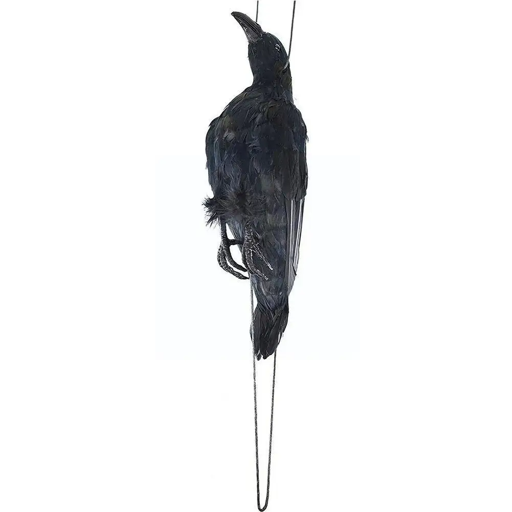 

1pc Bird Mold Animal Ornaments Realistic Hanging Dead Black Feathered Decoy Lifesize Toys Large Crow Simulation Crow I6c8