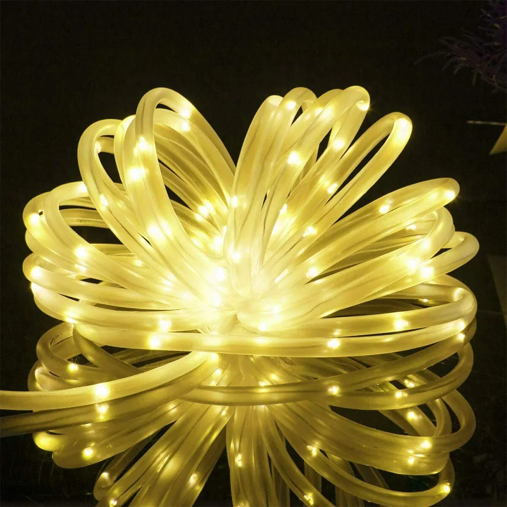 

100 LED Solar Powered Rope Tube String Lights Outdoor Waterproof Festoon Fairy Wire Lamp Garden Street Garland Yard Decoration