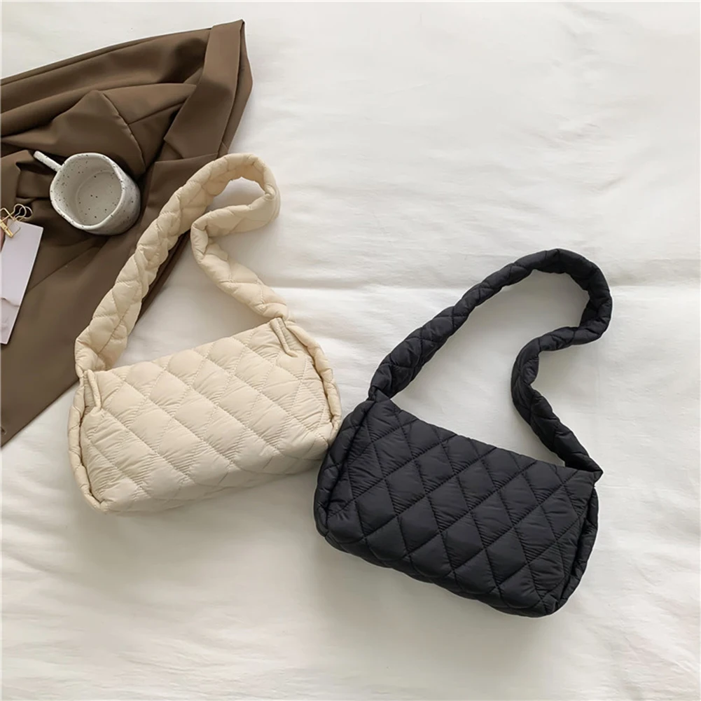 

Женские сумки с хлопковой подкладкой, модные дамские сумочки с вышивкой из ниток, осенне-зимние стеганые маленькие сумки для подмышек, женская сумка на плечо