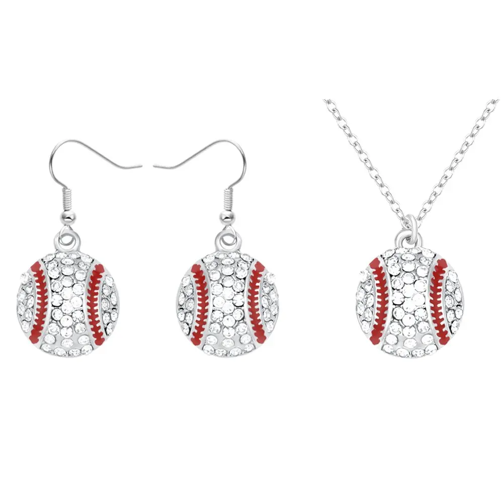 Бейсбольный Софтбол Хрустальная эмаль висячее ожерелье блестящее Спортивное