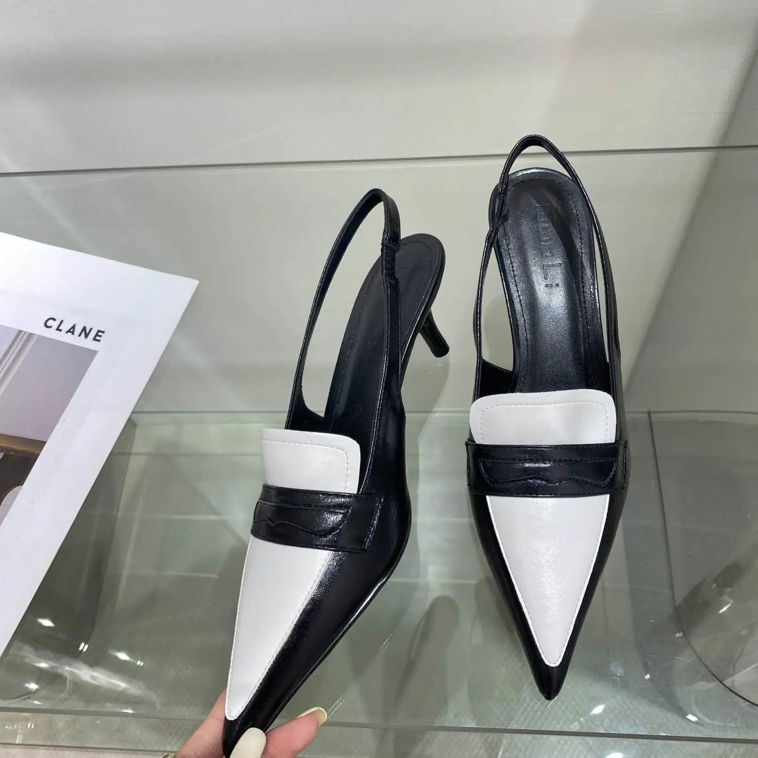 

2022 New Spring New Brand Woman Slingback Shoes Fashion Mix Color Ladies Elegant Med Heel Pointed Toe Slip on Sandal Mules Shoe