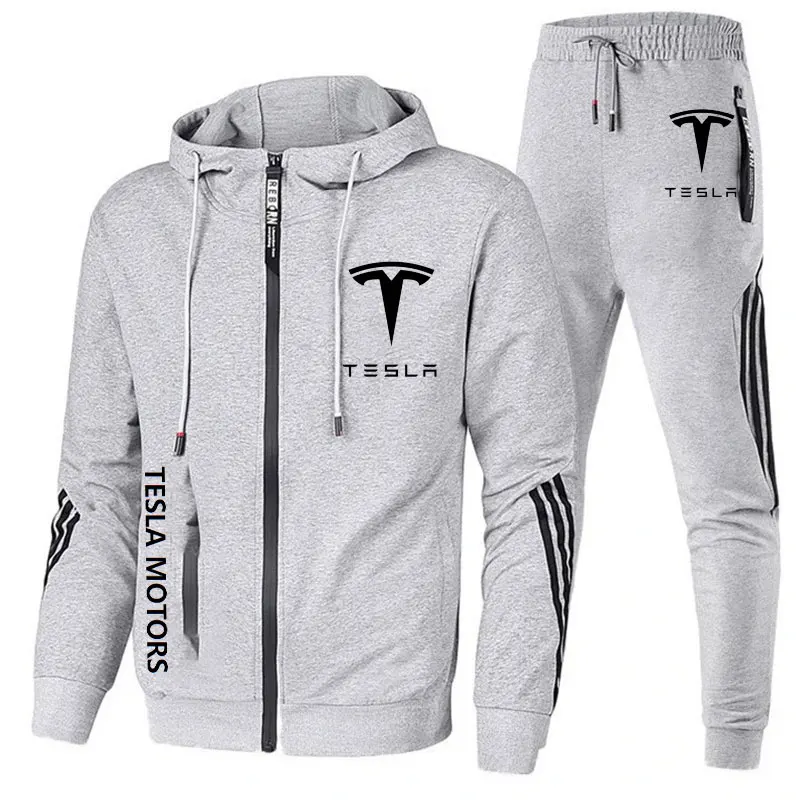 Men's Luxury Reflective Design Tracksuit Man Zipper Hoodies Male Sport Sweatshirt+Sweatpants Suit 2Pcs Warm Jacket Sets Outwear