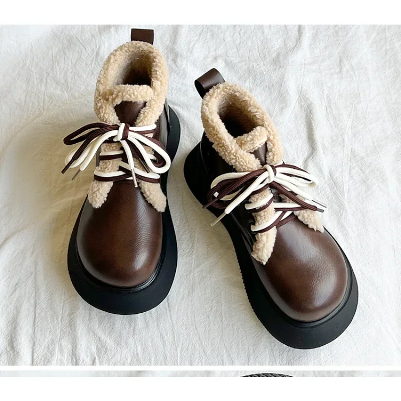 Бархатные теплые зимние ботинки на толстой подошве зима 2024 новая