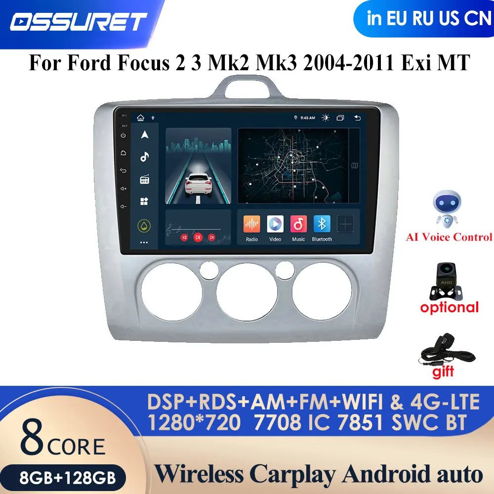 4G+64G Android 10 Car Radio Multimedia Video Player Navigation GPS For ford focus 2 3 Mk2/Mk3 hatchback 2 din Head Unit 4G WIFI