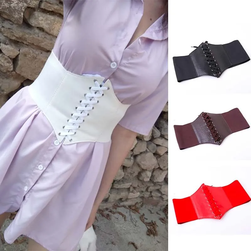 

Corset Wide Belts Pu Leather Slimming Body Waistband For Women Elastic Waist Belts Cinto Sobretudo Feminin Ceinture Femme Fajas