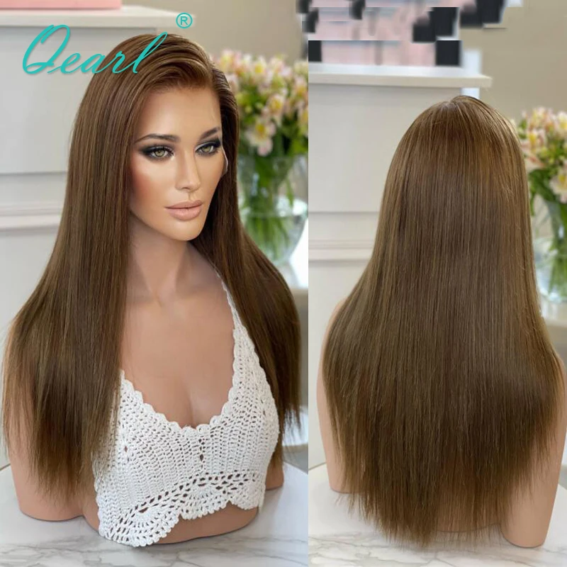 Straight Lace Frontal Wigs Auburn Light Brown 360 Full Lace Wig Human Hair Pre Plucked Free Part 13x6 Glueless Lace Front Qearl