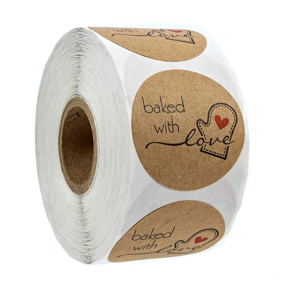 100-500 шт., наклейки из крафт-бумаги с надписью «With Love»