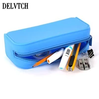 waterproof soft silicone pencil case school student zipper large capacity pen stationery makeup storage bag organizer kids gift
