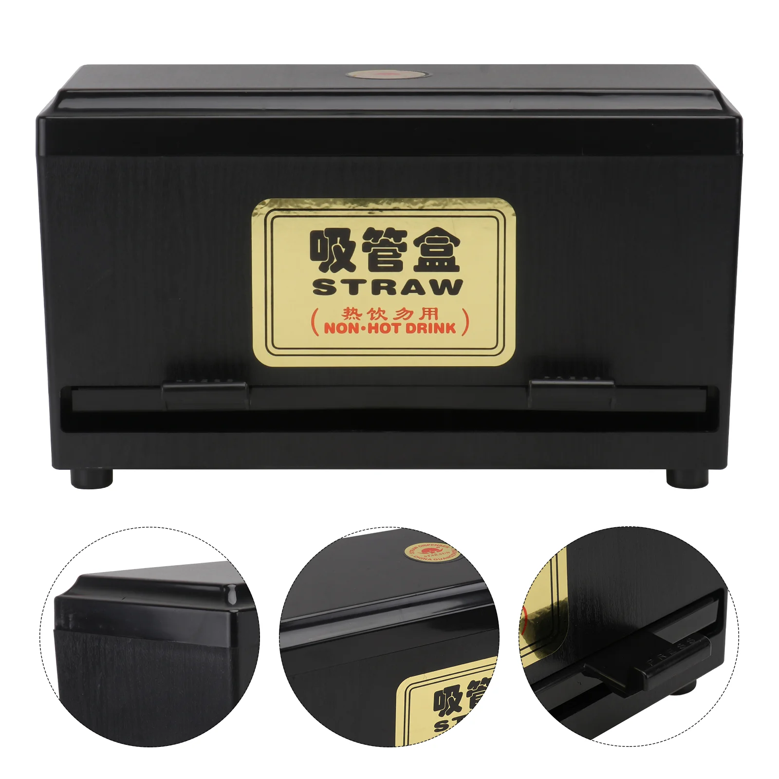 

Acrylic Straw Case Fast Food Restaurant Dispenser Container Black Organizer Bins Counter Plastic
