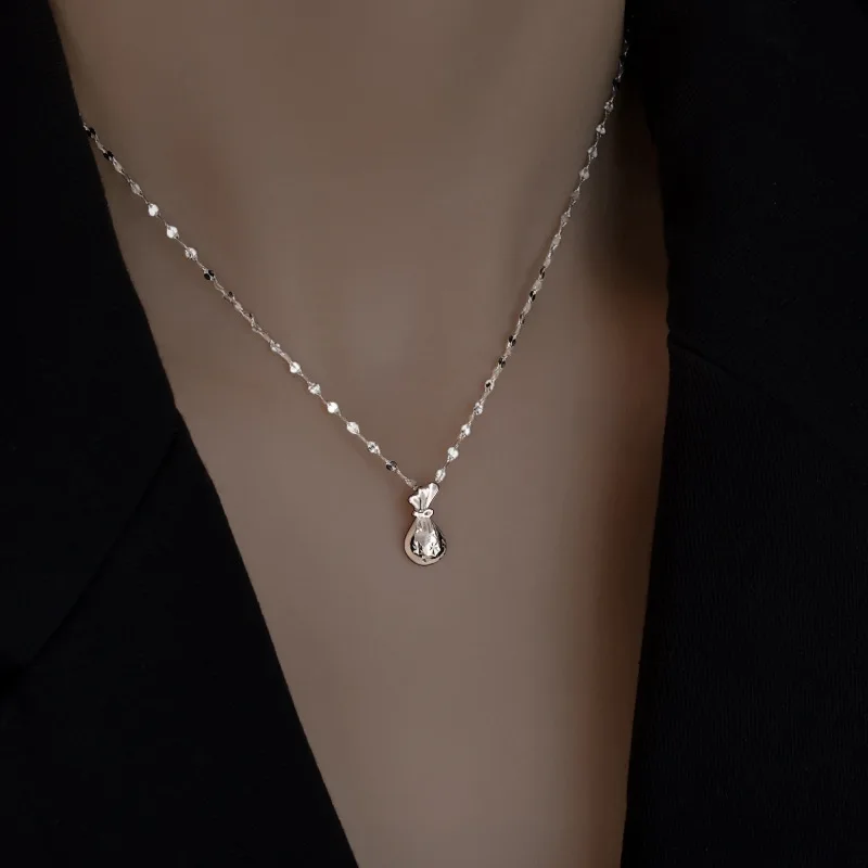 Изысканная Ретро сумка для денег на удачу ожерелья женщин и девушек Серебристая