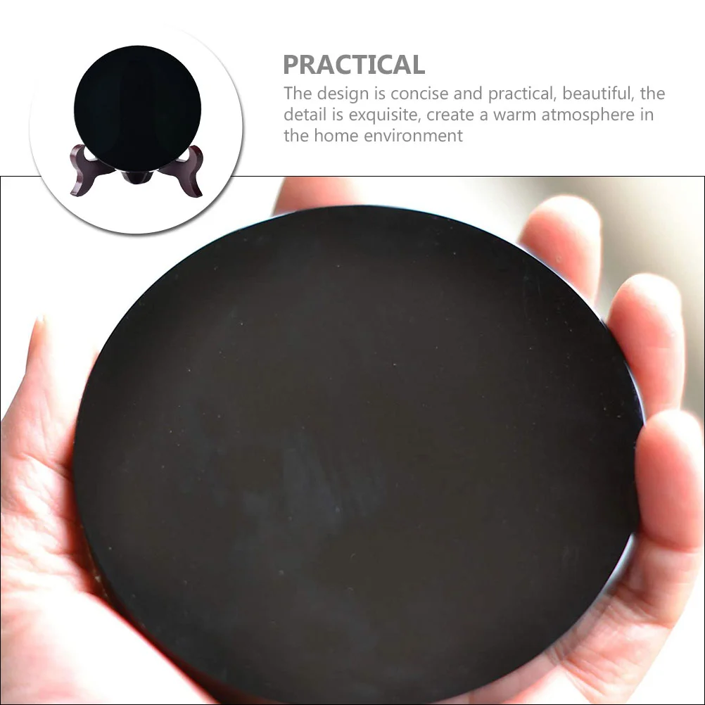 Зеркало для сушки диска из натурального обсидиана черные круглые подсвечники