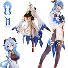 Костюм для косплея аниме Genshin Impact Ganyu, сексуальный костюм на Хэллоуин, маскарадный костюм, парик, головной убор для вечеринки, костюм с рогами