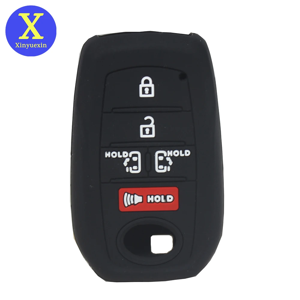 Xinyuexin Silicone Car Key Case Cover for Toyota Sienna Smart Key Fob 2021 2022 5 Buttons Rubber Remote Keyless Protector Holder