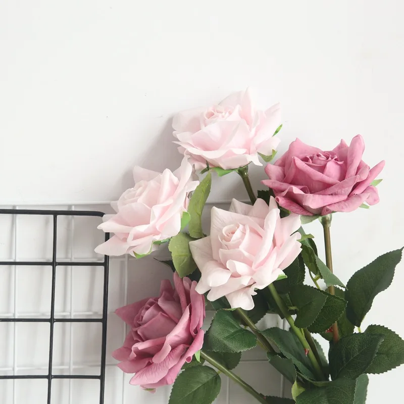 

5pcs/lot 12cm Decor Rose Artificial Flowers Silk Flowers Floral Latex Real Touch Rose Wedding Bouquet Home Party Design Flowers