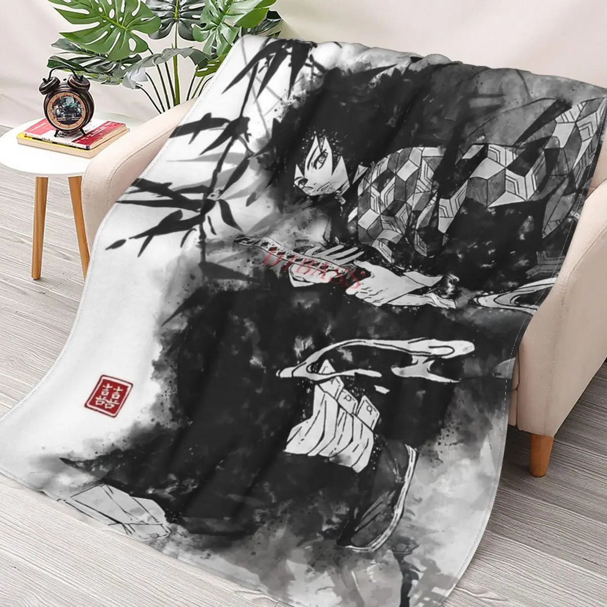 

Tomioka Ink Art 3D Printed Flannel Throw Blanket