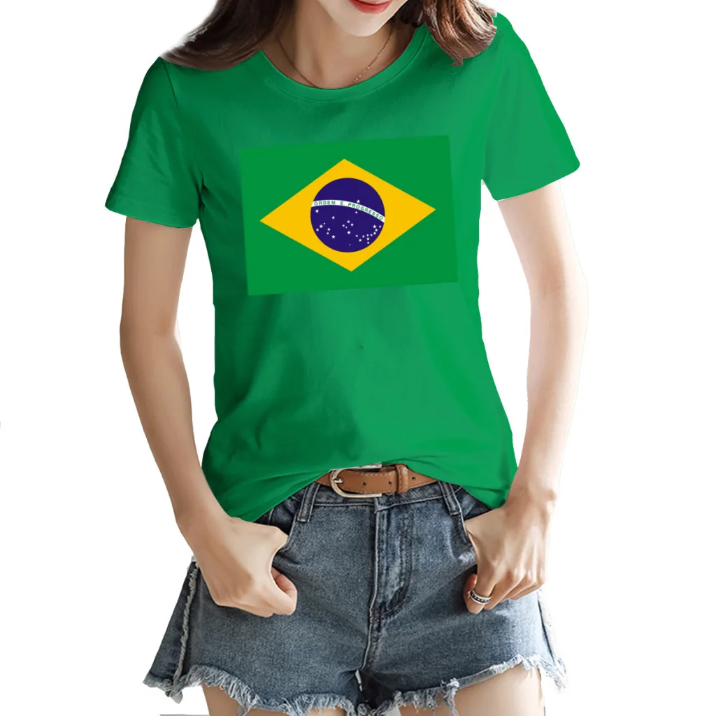 

Brazil flag Women's T-shirt Graphic Cool The Irish green Sarcastic Tops Tees European Size