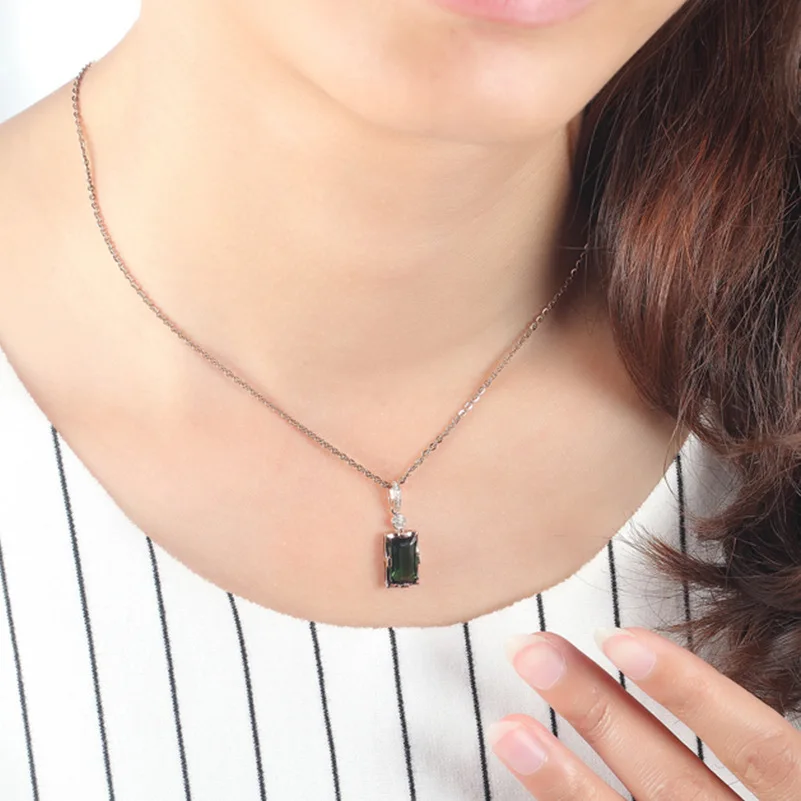 

14K Rose Gold Diamond Necklace Pendant Natural Emerald jade Necklace for Women Peridot Bizuteria Gemstone Jade Jewelry Pendants