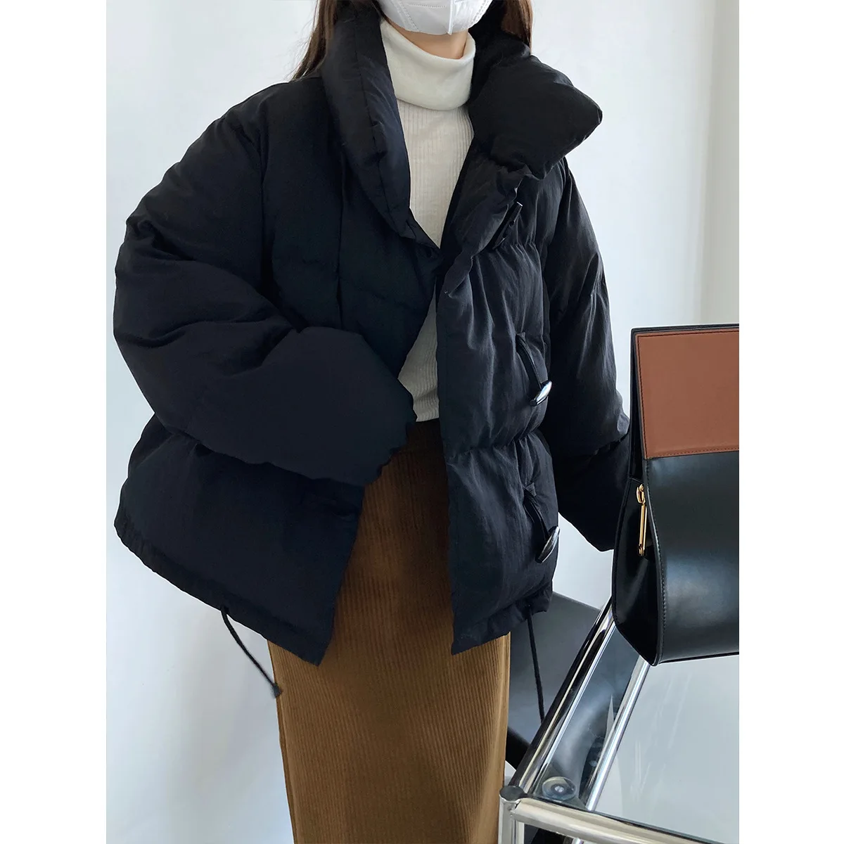 New Cow Horn Buckle Cotton Clothes Female Short Paragraph Tide Winter Fashion Bread Clothes Cotton Jacket Cotton Coat Coat