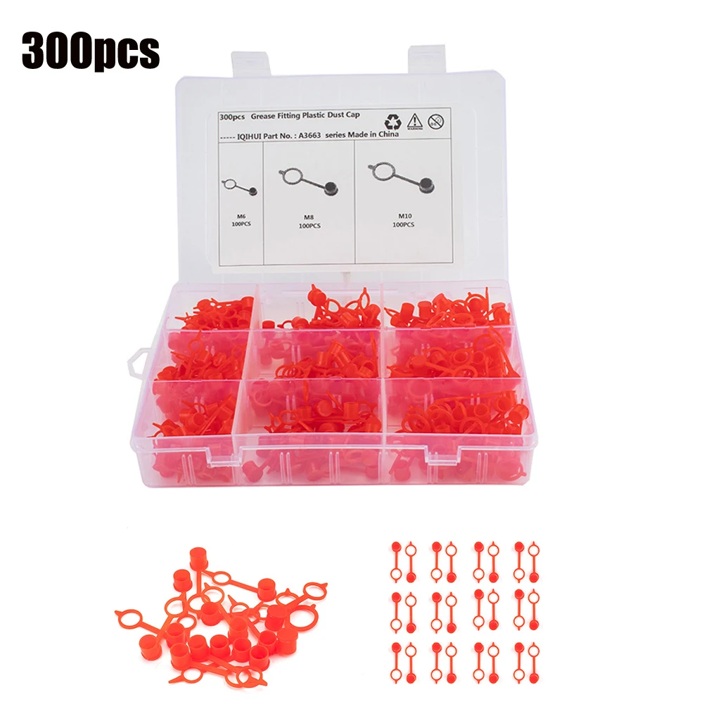 

300x Brake Bleeder Screw Cap M6/M8/M10 Red Grease Zerk Fitting Cap Rubber Dust Cover On The Nozzle Polyethylene Fuel Injector