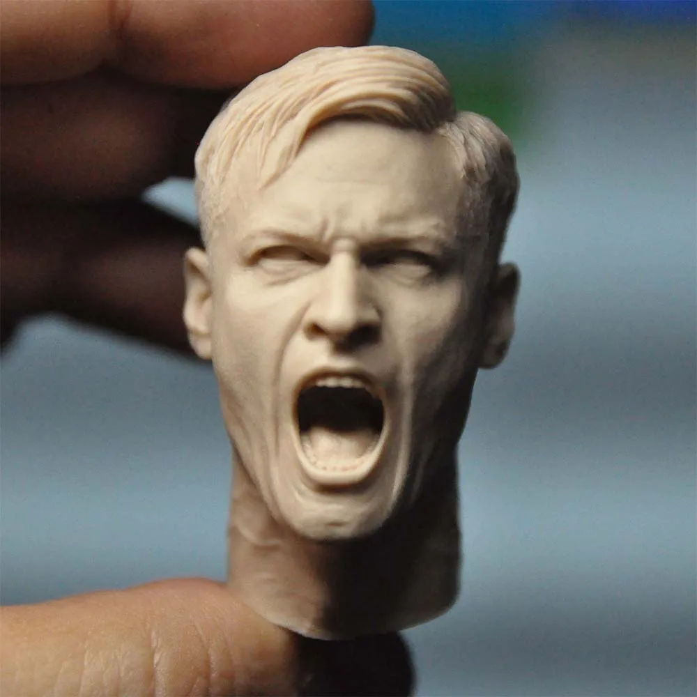 

1/6 Male Soldier Machine Gunner Unpainted Scream Edition Head Sculpture Model Accessories Fit 12'' Action Figures Body In Stock